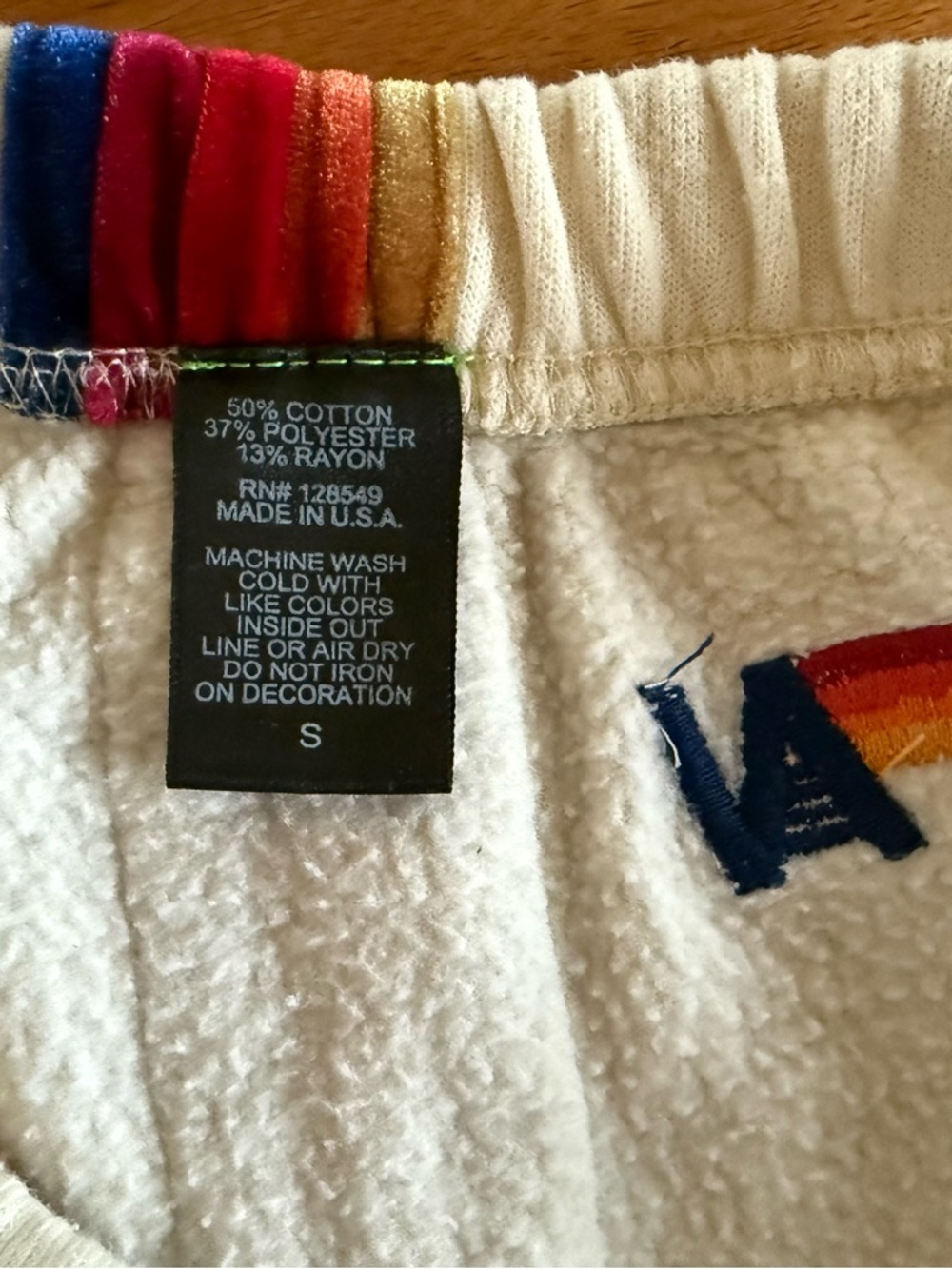 RARE Aviator Nation 5 Stripe Velour Sweatpants Cream S Coastal Cowgirl Cozycore - Picture 6 of 8